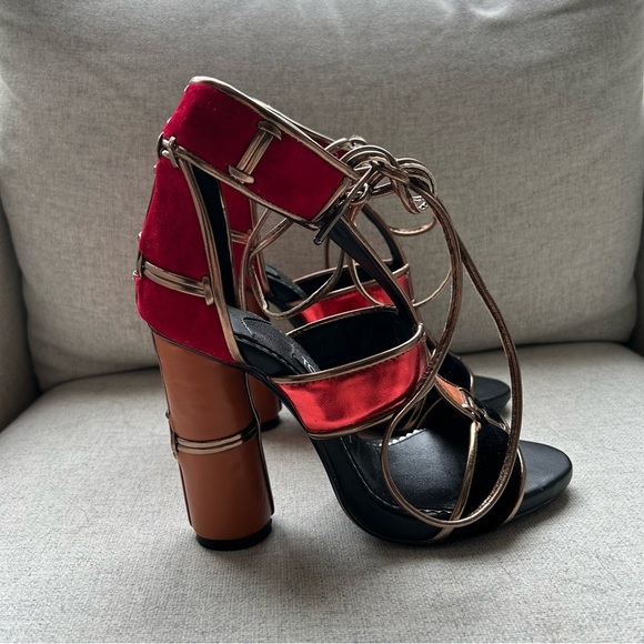 Tom Ford Rare Vintage Leather Suede Patchwork Ankle Strap Sandals Size 37 - Picture 6 of 11